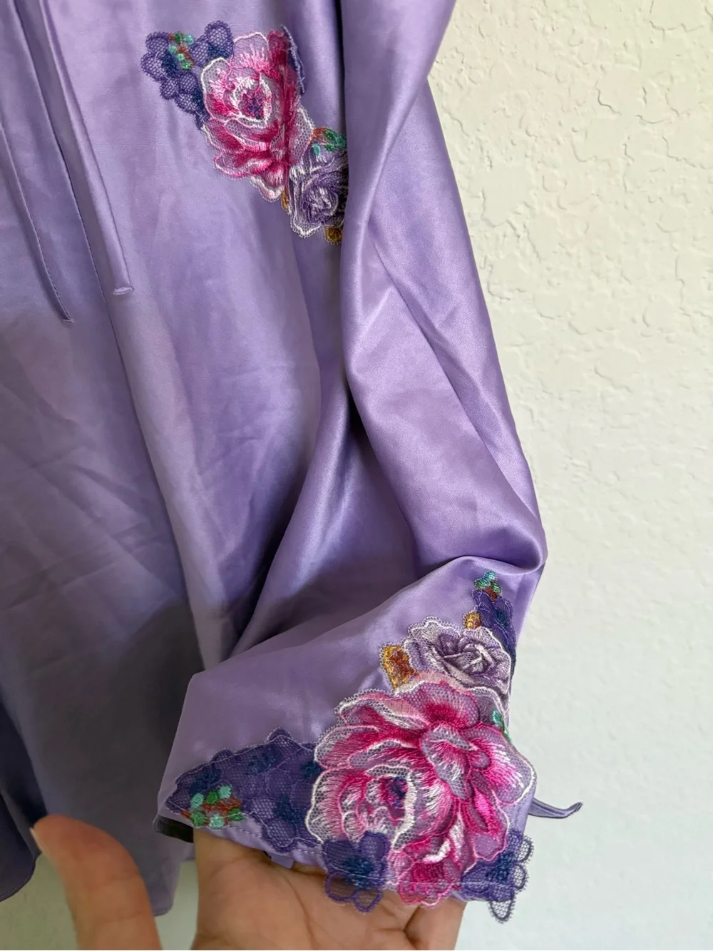 Victoria's Secret Lilac Satin Embroidered Floral Chemise Romper Coquette Fairy